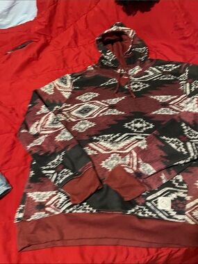 Aeropostale Maroon & Black Hooded Pullover